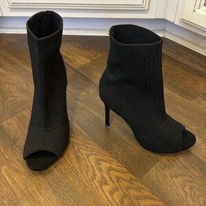 Nicole Miller New York Knit Peep Toe Ankle Boots